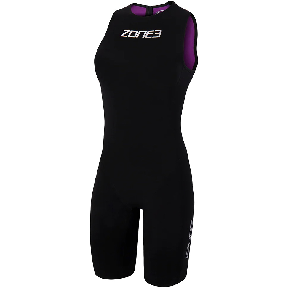 2026 Zone3 Dames Streamline Rug Ritssluiting Zonder Mouwen Shorty Swimskin SS18WSTL101 - Black / Purple